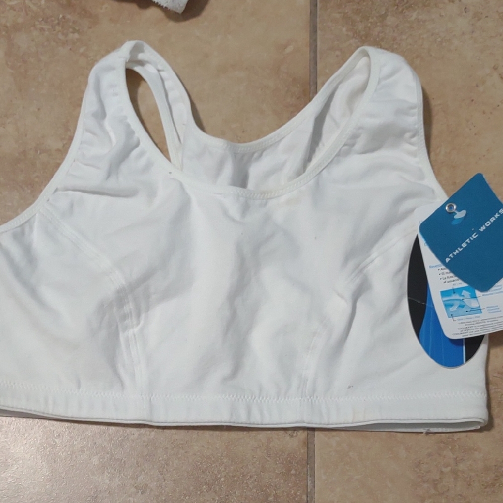Athletic Works White Sports Bra Racerback Design